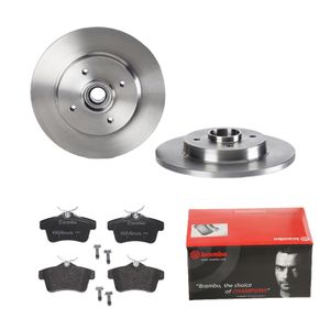 Remmenset, remschijf BREMBO, Remschijftype: Massief, Inbouwplaats: Achteras: , u.a. für Citroën, Peugeot, DS