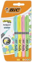 Bic markeerstift Highlighter Grip Pastel, blister van 4 stuks in geassorteerde kleuren