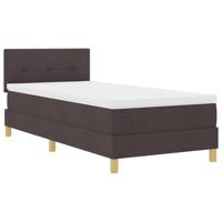 vidaXL Boxspringbed met matras en LED stof donkerbruin 90x200 cm