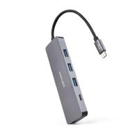 NANOCABLE 10.16.4409 - USB-C converter hub naar 3 USB-A 3.0 vrouwelijke poorten + 1 USB-C-vrouwelijke poort, aluminium, 10 cm, grijs