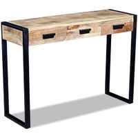 Wandtafel met 3 lades 110x35x78 cm massief mangohout - thumbnail