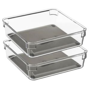 Set van 2x stuks bestekbakken/keuken organizers 1-vaks Tidy Smart grijs transparant kunststof 16 x 1