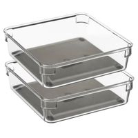 Set van 2x stuks bestekbakken/keuken organizers 1-vaks Tidy Smart grijs transparant kunststof 16 x 1