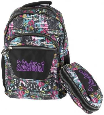 Gerimport rugzak met etui junior 32 x 43 cm polyester zwart