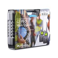Midland G7 Pro PMR446 en LPD-radioapparatuur 2-delige kofferset, C1090.18, met VIBRACALL- en handsfree-functie, incl. Duostandlader en MA 24 L headsets, zwart, G7 Pro 2-delige kofferset: 16 kanalen