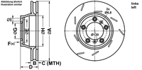 Remschijf ATE, Remschijftype: Gespleten / Binnen geventileerd, Inbouwplaats: Links, u.a. für Porsche
