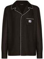 Dolce & Gabbana chemise en soie à logo brodé - Noir