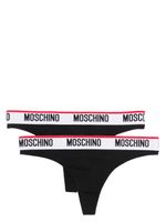 Moschino logo-waistband jersey thong - Noir