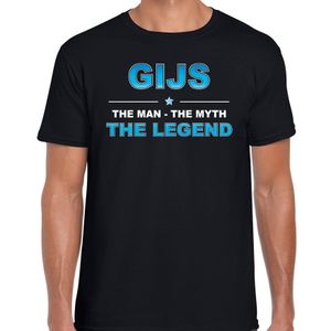 Naam cadeau t-shirt Gijs - the legend zwart voor heren