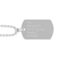 Zilverkleurig naamplaatje incl. ketting