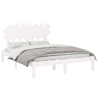 vidaXL Bedframe massief hout wit 140x190 cm, bed, ledikant, massief houten bedframe, bedbodem, bed frame, slaapmeubel, tweepersoonsbed, bedden
