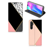 Xiaomi Mi Note 10 Lite Stand Case Zwart Roze Vormen