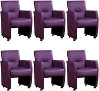 Set van 6 Paarse leren moderne eetkamerfauteuils Pleasure - Toledo Leer Aubergine (paars leer) - thumbnail