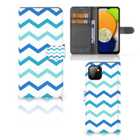 Samsung Galaxy A03 Telefoon Hoesje Zigzag Blauw - thumbnail