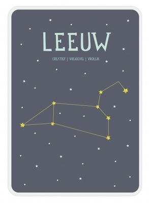 Milestone poster sterrenbeeld Leeuw (NL) A4 formaat papier donkerblauw/wit Milestone poster sterrenbeeld Leeuw (NL) A4 formaat papier donkerblauw/wit