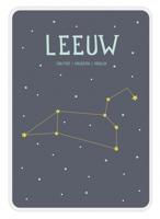 Milestone poster sterrenbeeld Leeuw (NL) A4 formaat papier donkerblauw/wit