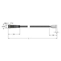 Turck 6625550 Sensor/actuator aansluitkabel Aantal polen: 3 2 m 1 stuk(s) - thumbnail