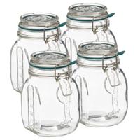 Weckpot/inmaakpot Jarro - 4x - 750 ml - glas - beugelsluiting - D12 x H16 cm - thumbnail