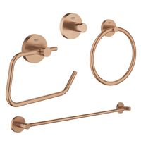 GROHE Essentials accessoireset 4-delig met handdoekring, handdoekhouder, handdoekhaak en toiletrolhouder zonder klep brushed warm sunset sw98947/sw98979/sw99003/sw99027/