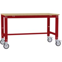 Manuflex AU7305.3003 Werktafel universele speciale mobiel met multiplex plaat, bxdxh = 1000 x 600 x 752-972 mm Robijn-rood - thumbnail