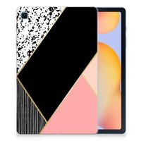 Samsung Galaxy Tab S6 Lite | S6 Lite (2022) Back Cover Zwart Roze Vormen - thumbnail