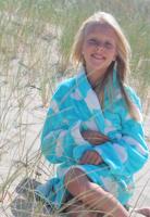 Lichtblauwe kinderbadjas met wolkjes - S (5-6 jaar)