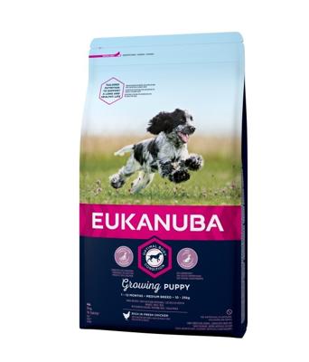 Eukanuba Puppy Medium Breed kip hondenvoer 3 x 3 kg Eukanuba Puppy Medium Breed kip hondenvoer 3 x 3 kg