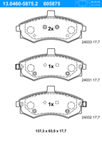 Remblokkenset, schijfrem ATE, u.a. für Hyundai, KIA