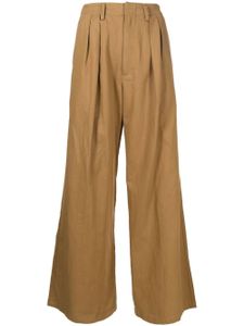 izzue pantalon ample à taille haute - Marron