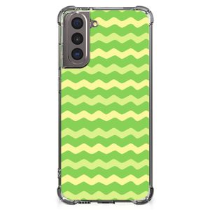 Samsung Galaxy S21 Doorzichtige Silicone Hoesje Waves Green