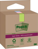 Post-it Super Sticky Notes Recycled, 70 vel, ft 47,6 x 47,6 mm, assorti, pak van 3 blokken - thumbnail