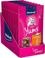 Vitakraft Cat Yums Kattensnacks, met zachte kip met kattengras, extra vlezig, met vulling, voorraadgrootte, zonder toegevoegde suiker en granen, 9 x 40 g