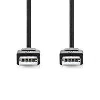 Nedis USB-kabel - USB 2.0 - USB-A stekker - USB-A stekker - 480 Mbps - Vernikkeld - 3.00 m - Rond - PVC - Zwart - Label