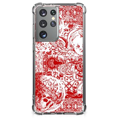 Extreme Case Samsung Galaxy S21 Ultra Angel Skull Rood Extreme Case Samsung Galaxy S21 Ultra Angel Skull Rood