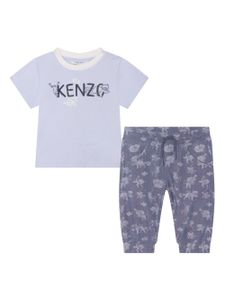 Kenzo Kids logo-print organic cotton tracksuit set - Bleu