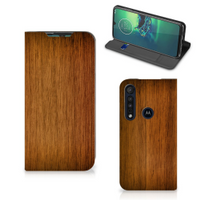 Motorola G8 Plus Book Wallet Case Donker Hout