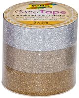 Folia glittertape zilver en goud rolletje met 3 stuks - thumbnail