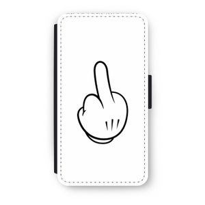 Middle finger white: iPhone XS Flip Hoesje