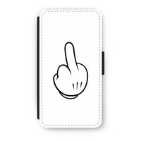 Middle finger white: iPhone XS Flip Hoesje - thumbnail