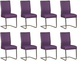 Set van 8 Paarse leren industriële eetkamerstoelen Remix - poot vierkant rvs - Toledo Leer Aubergine (paars leer)