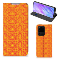 Samsung Galaxy S20 Ultra Hoesje met Magneet Batik Oranje - thumbnail