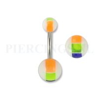 Navelpiercing acryl blauw geel oranje - thumbnail