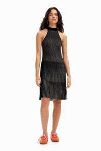 Korte geribbelde jurk - BLACK - M