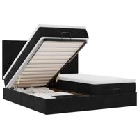 vidaXL Ottoman bed met matrassen en LED's 200x200cm fluweel zwart, bedframe, ottoman bedframe, bedframe met opbergruimte onder het bed, bedframe met opbergruimte