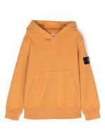 Stone Island Junior Compass-patch cotton hoodie - Orange