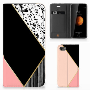 iPhone 7 | 8 | SE (2020) | SE (2022) Stand Case Zwart Roze Vormen