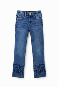 Lange flared jeans met borduursels - BLUE - 11/12