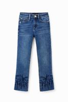 Lange flared jeans met borduursels - BLUE - 7/8