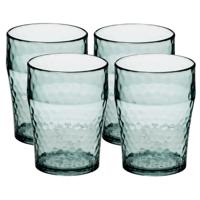 Onbreekbare drinkbekers - 4x - kunststof - transparant - 11 x 8 cm - gehamerde stijl - 400 ml