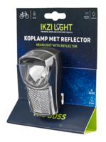 Ikzi Ikzilight koplamp The Boss, 1 witte led 20LUX. incl bracket en batterijen (hangverpakking) - thumbnail